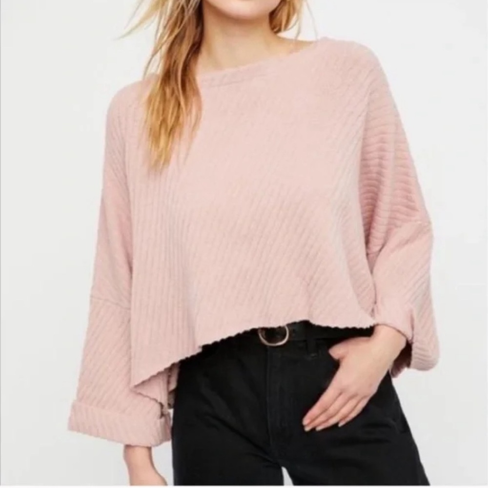 Free People “I Can’t Wait” Boat Neck Bell Sleeve Sweater US S